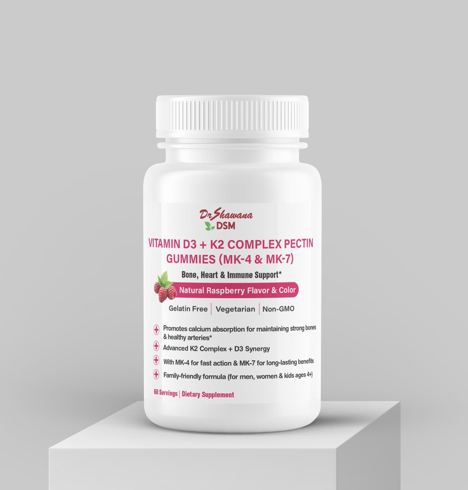 Vitamin D3+K2 Complex Pectin Gummies (MK-4 & MK-7)